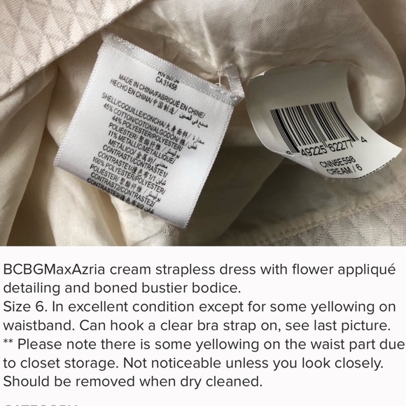 BCBG MaxAzria cream strapless formal dress in size 6 - Picture 4 of 8